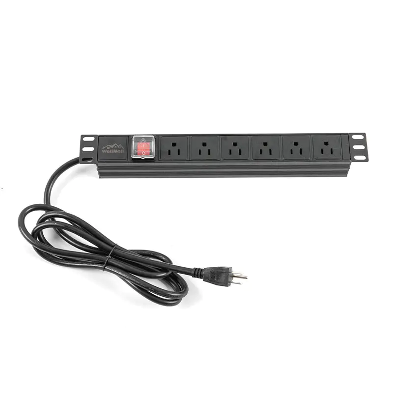 PDU gắn tủ dạng chuyển mạch nằm ngang 1U, 6 ngả, chuẩn Mỹ