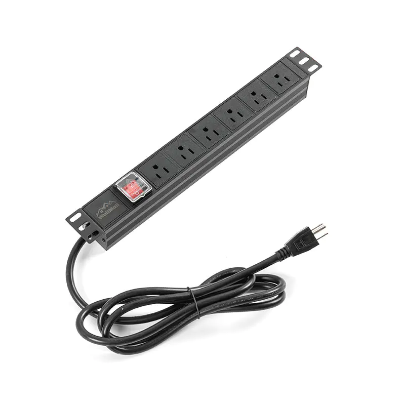 PDU gắn tủ dạng chuyển mạch nằm ngang 1U, 6 ngả, chuẩn Mỹ