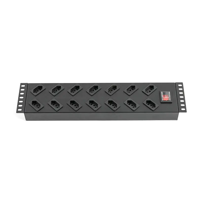 PDU gắn tủ rack dạng đứng có công tắc, 14 ổ cắm chuẩn Thụy Sĩ
