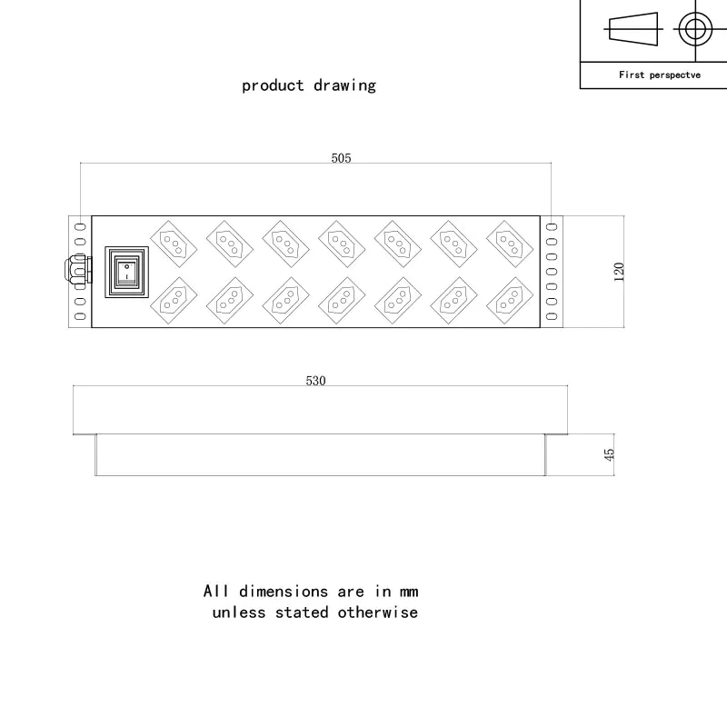 PDU gắn tủ rack dạng đứng có công tắc, 14 ổ cắm chuẩn Thụy Sĩ