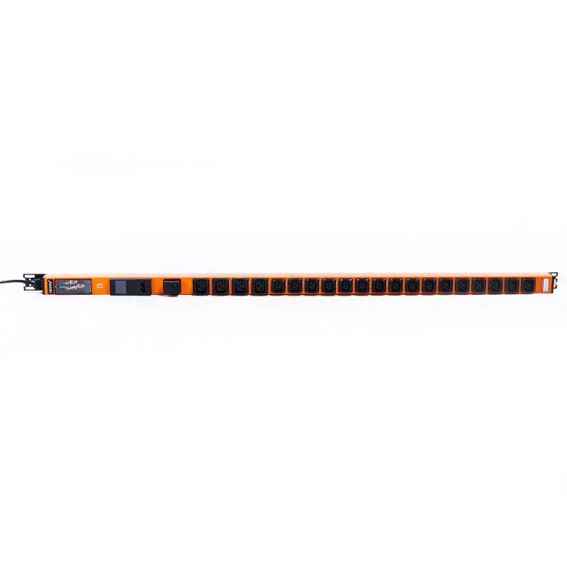 đề: Bộ phân phối nguồn PDU gắn tủ rack dạng đứng 1.5U có đo lường RS485, chống sét lan truyền, thay nóng, ổ cắm khóa được, 20 ổ cắm IEC C13 IEC C19
