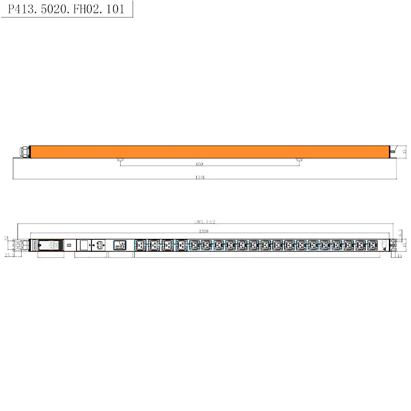 đề: Bộ phân phối nguồn PDU gắn tủ rack dạng đứng 1.5U có đo lường RS485, chống sét lan truyền, thay nóng, ổ cắm khóa được, 20 ổ cắm IEC C13 IEC C19